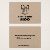 Carte cadeau personnalisée pour entreprise (Devant & derrière)