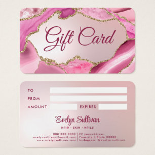 Carte cadeau Pink Agate Faux Foil