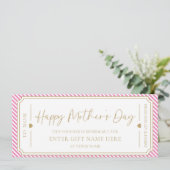 Carte cadeau Pink Happy Mother's Day (Debout devant)