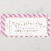 Carte cadeau Pink Happy Mother's Day (Devant / Derrière)