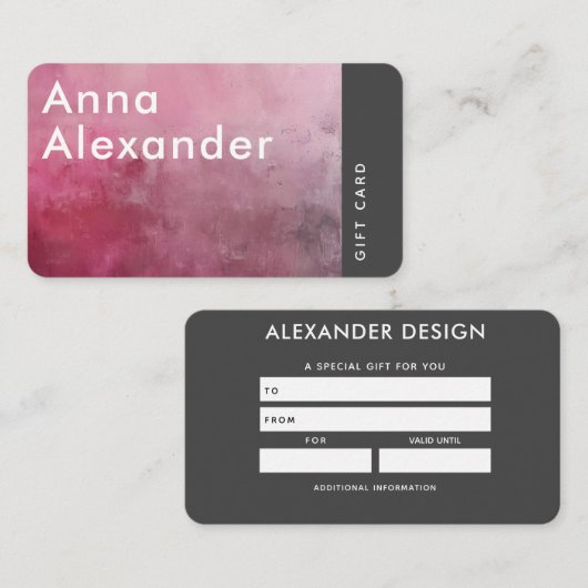 Carte cadeau Pink Serenity Design 1 (Devant / Derrière)