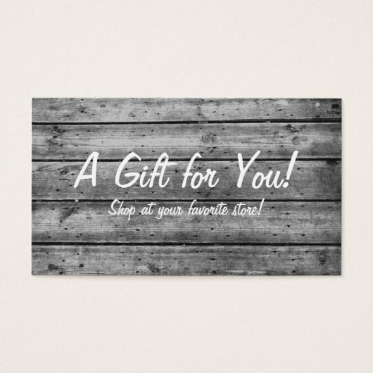 Carte Cadeau Planqué noir et blanc (Devant)