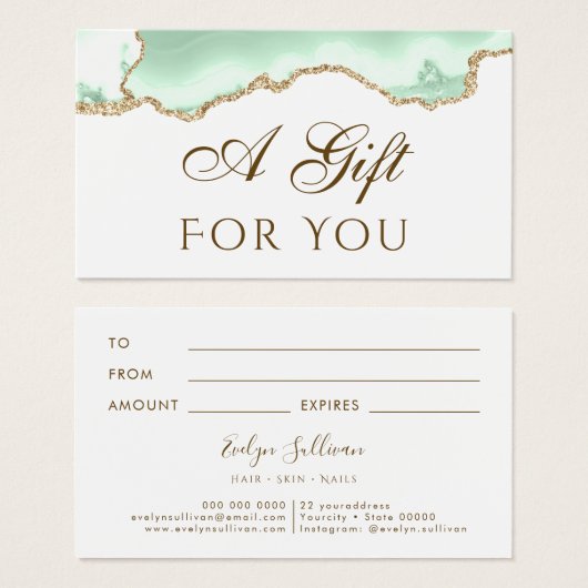 Carte cadeau Porte vert Seafoam (Devant & derrière)