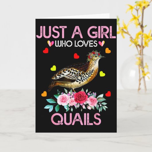 Carte Cadeau pour amoureux de cailles Juste une fille qu (Fleur jaune)