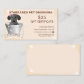Carte cadeau pour animaux de compagnie Groomers (Devant / Derrière)