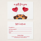 Carte cadeau pour chien de la Saint-Valentin fun c (Devant & derrière)