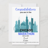 Carte Cadeau pour coureur accepté au Marathon de Chicago (Devant)