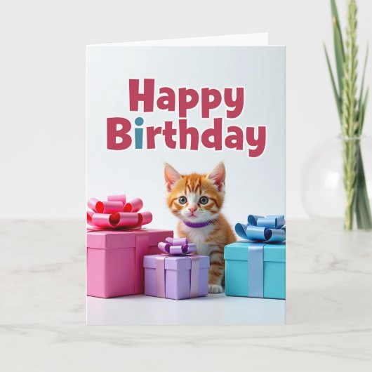 Carte cadeau pour kitten d'anniversaire doux (Devant)