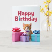 Carte cadeau pour kitten d'anniversaire doux (Fleur jaune)