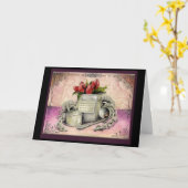 Carte cadeau pour les 11 ans de mariage en acier (Fleur jaune)