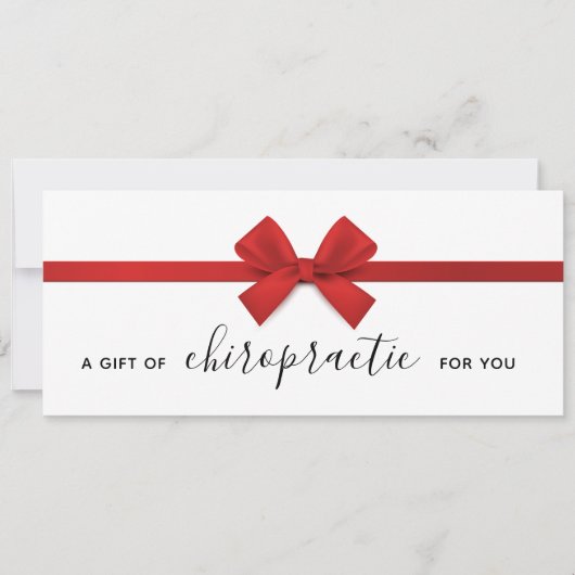 Carte Cadeau Red Bow Du Certificat Cadeau Chiropratique (Devant)