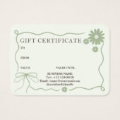 Carte cadeau Retro Classic Green Plaid Ribbon (Dos)