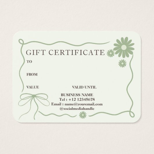 Carte cadeau Retro Classic Green Plaid Ribbon (Dos)