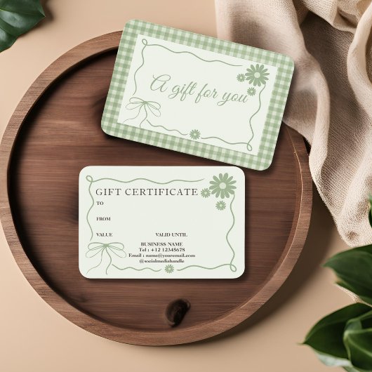 Carte cadeau Retro Classic Green Plaid Ribbon