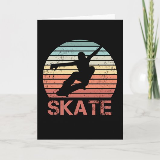 Carte Cadeau Rétro Skateboard Skate Skateur (Devant)