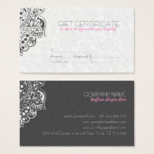 Carte cadeau réversible blanc et gris Damas (Devant & derrière)