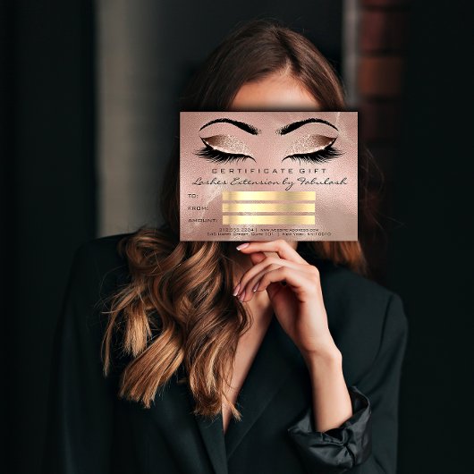 Carte Cadeau Rose de maquillage d'or Certificat d'artist