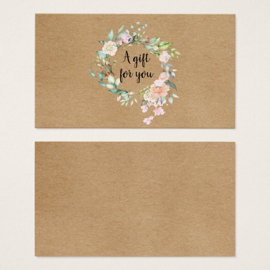 Carte cadeau rose Garland Rustic Kraft (Devant & derrière)