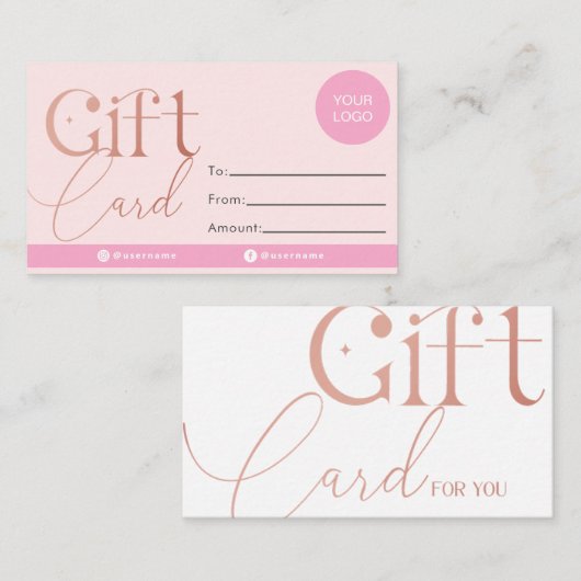Carte cadeau rose Gold (Devant / Derrière)