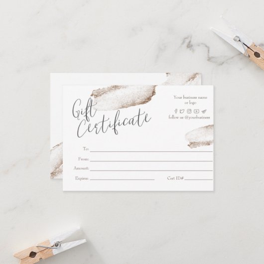 Carte cadeau rose Gold Beige Business (Devant/Arrière en situation)