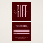 carte cadeau rouge écriture typographique entrepri (Devant & derrière)