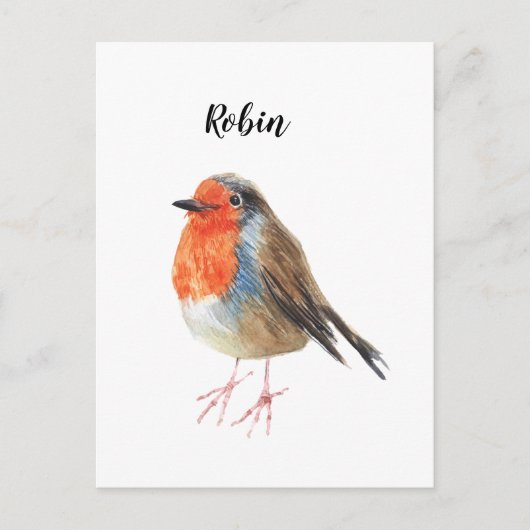 Carte cadeau rouge-gorge oiseau peint à l'aquarell (Devant)