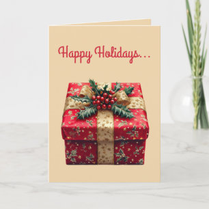 Carte Cadeau rouge modifiable et Noël de la corneille