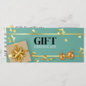 Carte Cadeau Ruban Étoiles Sphère de Noël Dorée (Devant / Derrière)