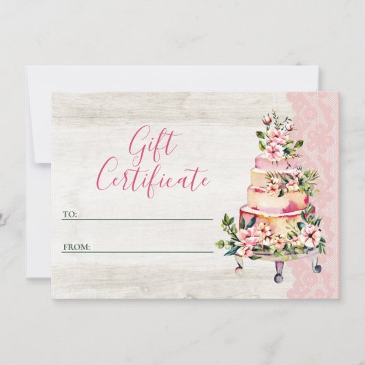 Carte cadeau Rustic Floral Cake Bakery (Devant)