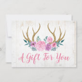 Carte cadeau Rustic Wood & Floral Antlers (Devant)