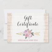 Carte cadeau Rustique Bohème Floral Arrow (Devant)