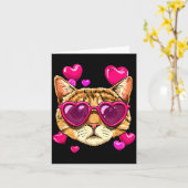 Carte Cadeau Saint-Valentin Chat Chaton Lunettes Coeur A (Fleur jaune)