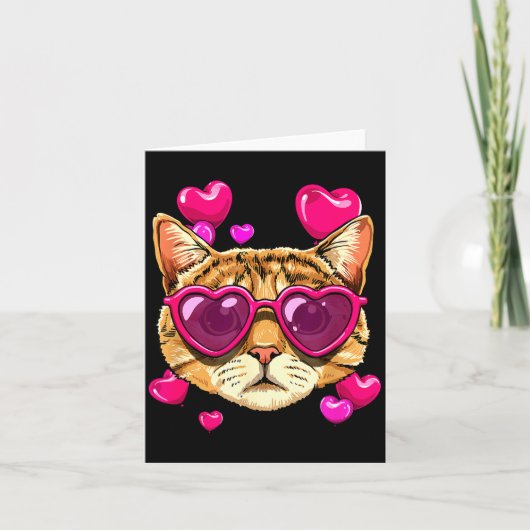 Carte Cadeau Saint-Valentin Chatton Portant Lunettes de (Devant)