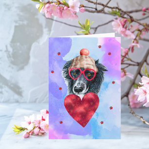 Carte Cadeau Saint-Valentin Chien Border Collie Bordure