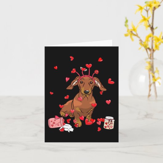 Carte Cadeau Saint-Valentin Chien Doux Dachshund Saint-V (Fleur jaune)