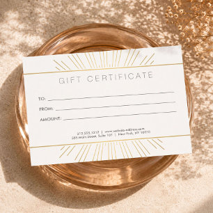 Carte Cadeau Salon Elegant Beauty Gold Sunburst