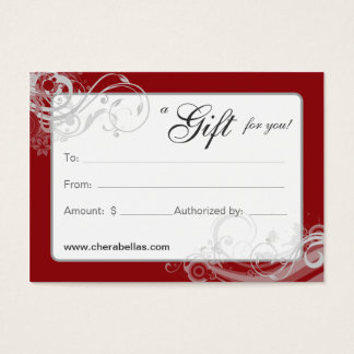 Carte Cadeau Salon Spa Floral Fils Rouge Blanc