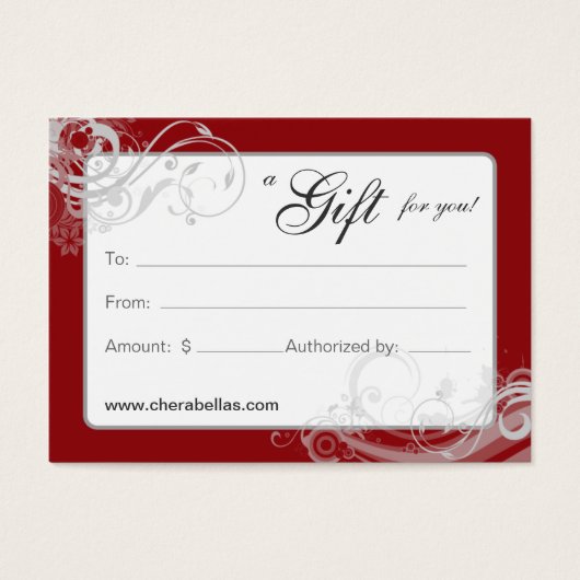 Carte Cadeau Salon Spa Floral Fils Rouge Blanc (Devant)