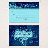 Carte Cadeau Salon Spa Grunge Floral Blue Denim (Devant & derrière)
