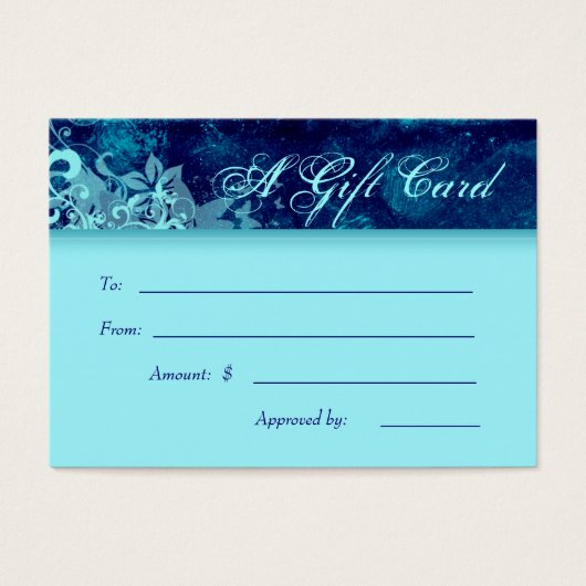 Carte Cadeau Salon Spa Grunge Floral Blue Denim (Devant)