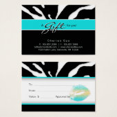 Carte Cadeau Salon Zebra Animal Lips Blue (Devant & derrière)