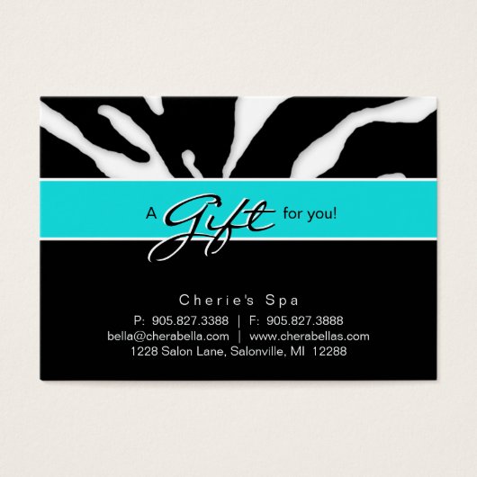 Carte Cadeau Salon Zebra Animal Lips Blue (Devant)