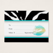 Carte Cadeau Salon Zebra Animal Lips Blue (Dos)