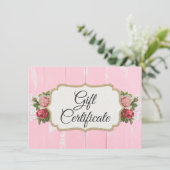 Carte cadeau Shabby Chic Rustic Wood Pink (Debout devant)