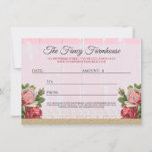 Carte cadeau Shabby Chic Rustic Wood Pink (Dos)