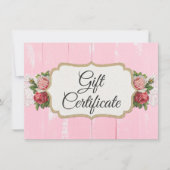 Carte cadeau Shabby Chic Rustic Wood Pink (Devant)