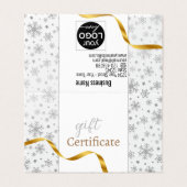 Carte cadeau Silver Snowflakes Modern Gold Ribbon  (Outside Unfolded)