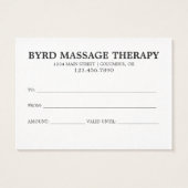 carte cadeau simple (Dos)