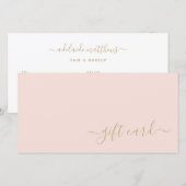 Carte cadeau simple chic Blush Pink Gold Hair Styl (Devant / Derrière)