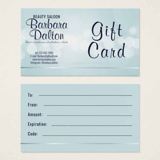 Carte cadeau Simple Elegant Blue Bokeh (Devant & derrière)